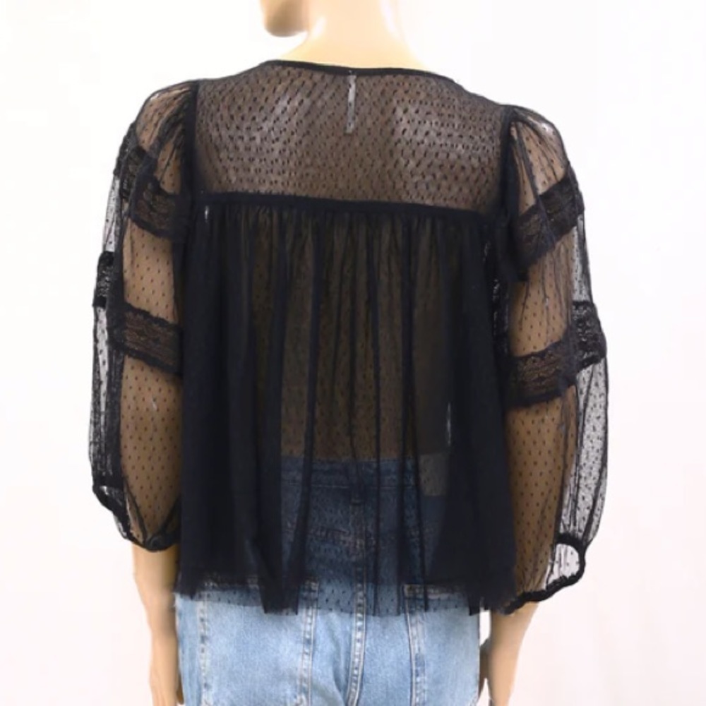 Free People NWOT True Candy Mesh Top Black - Picture 7 of 16